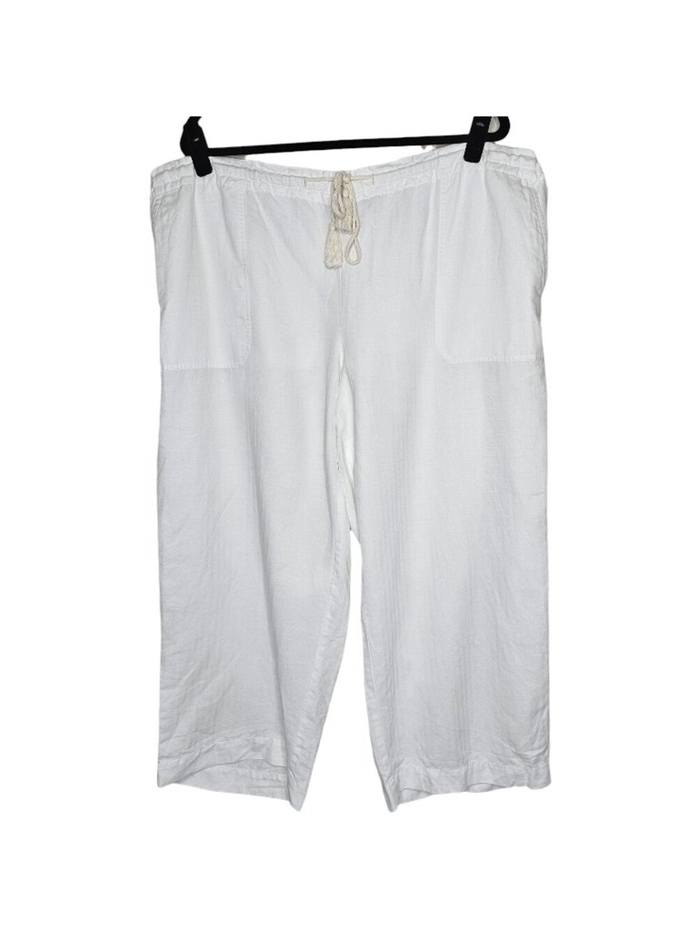 Ralph Lauren 2X White Linen Cotton Crop Pants Beach Coastal Nautical Resort Rope
